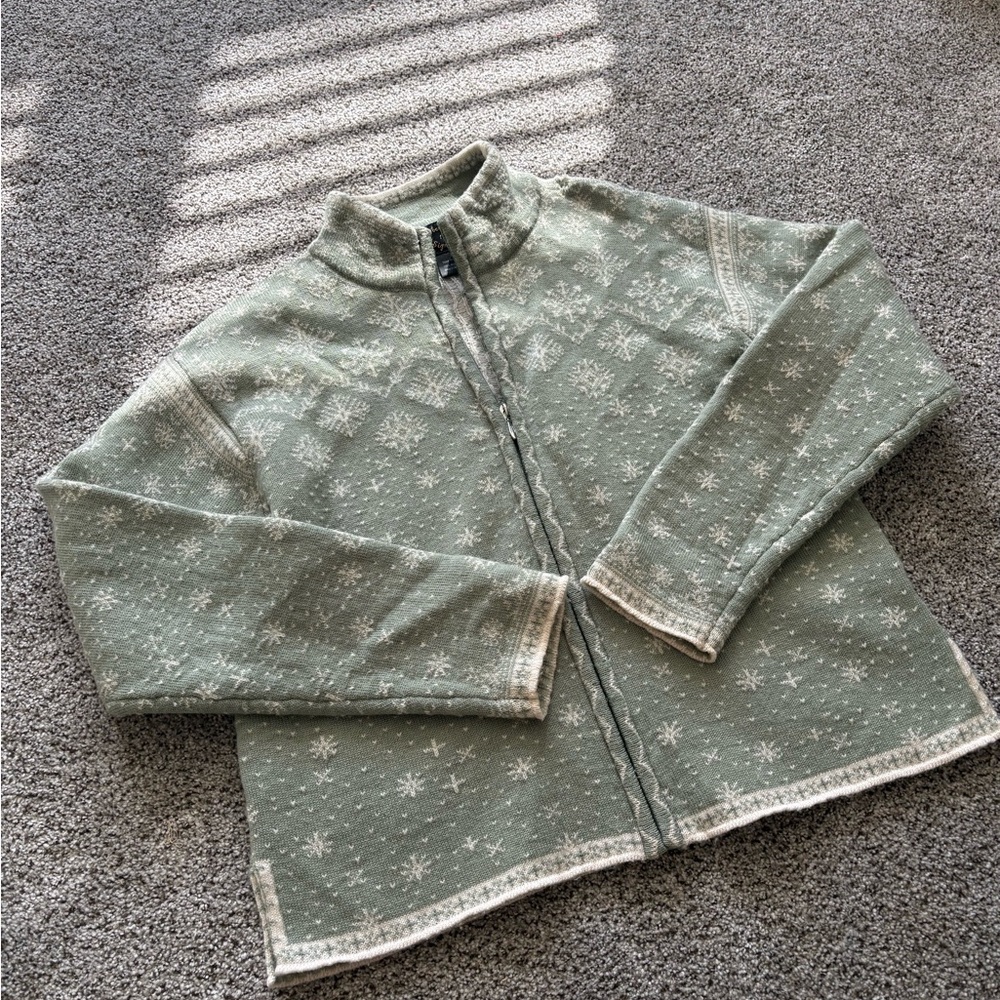 Vintage 90s Obermeyer Signature Wool Zip Up Sweater
